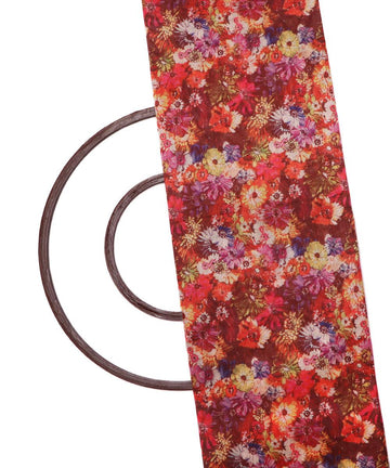 maroon color floral print digital silk fabric